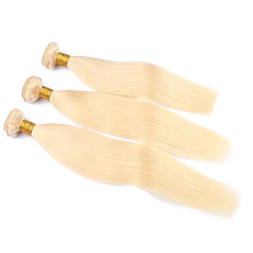 Generic Cloud Hair Blench Blonde 613 Color hair 3bundles With Lace Frontal 4Pcs Lot Blonde Ear To Ear Frontal And Human Hair Wefts Extension (14 14 14+12 inch frontal)