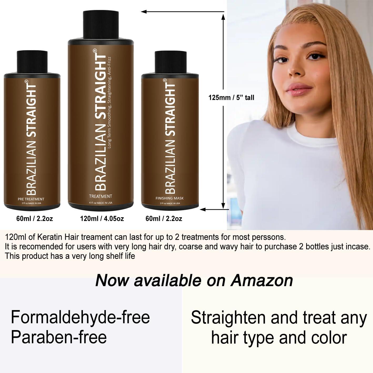 KERATIN RESEARCH BRAZILIAN STRAIGHT Hair Straightening Cream & Keratin Treatment Kit. Organic Natural Results Straighten Smooth repairs All Hair Types & Colors Keratina Brasilera Tratamiento (Salon Grade)