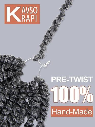 KAVSORAPI KAVSORAPI Grey Passion Twist Hair 12 Inch Pre Twisted Passion Twist Crochet Braids Short Pre looped Crochet Hair 8 PacksTGrey/Ombre Grey)