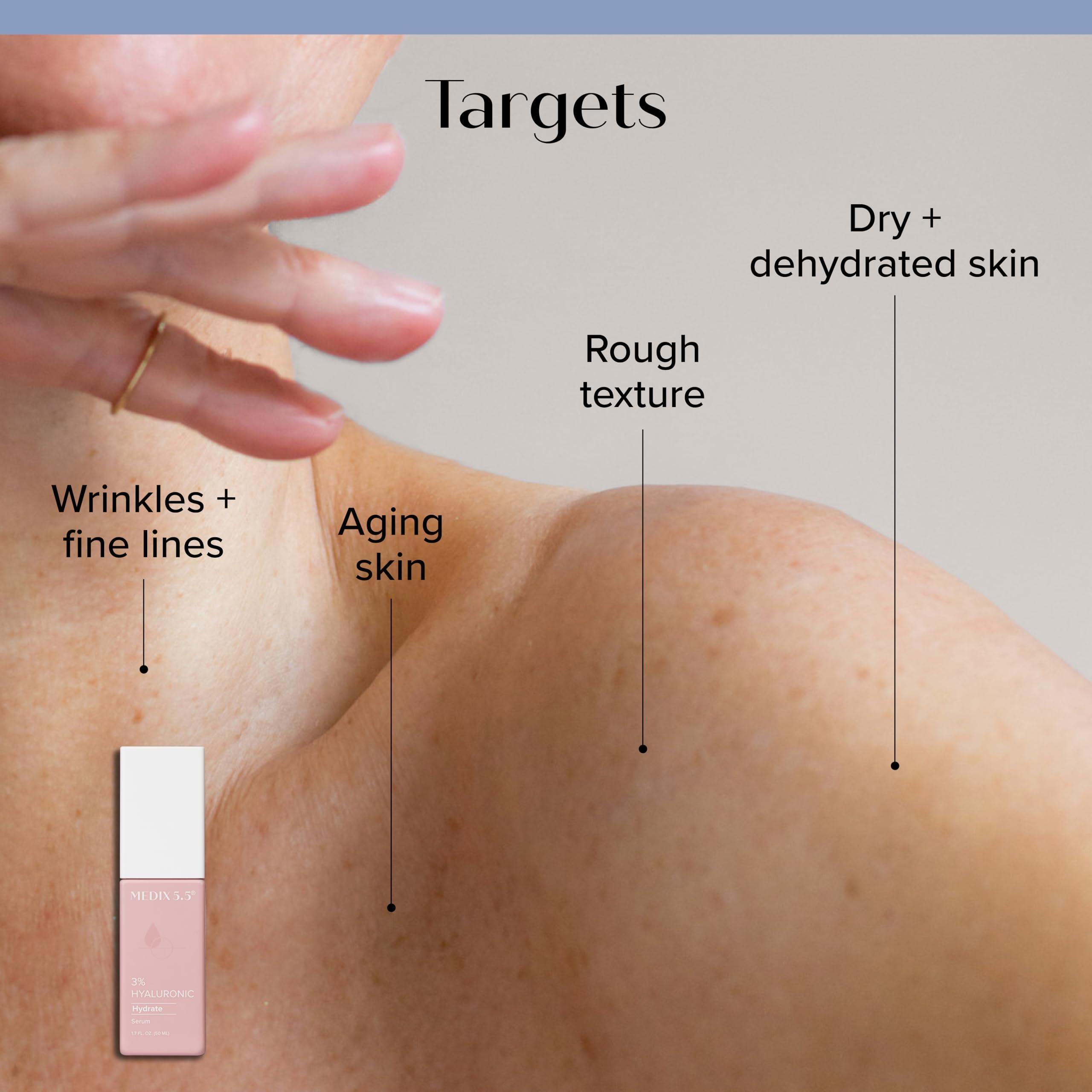 Medix 5.5 Medix 5.5 Anti Aging Body & Face Serum 3PC Bundle, 10% AHA Exfoliating Serum + 3% Hyaluronic Acid Hydrating Serum + 20% Vitamin F Oil Body Booster & Facial Serum For Daily Skin Care Routine