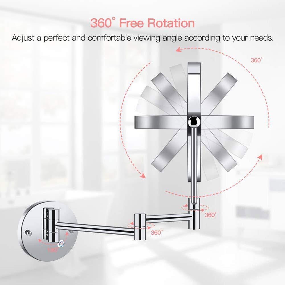 Suuim Makeup Mirror Lighted Makeup Mirror 10x Wall Mounted Shaving Mirrors Magnifying with Dimmable Lights, Bathroom Mirror with Lights and Magnification, T