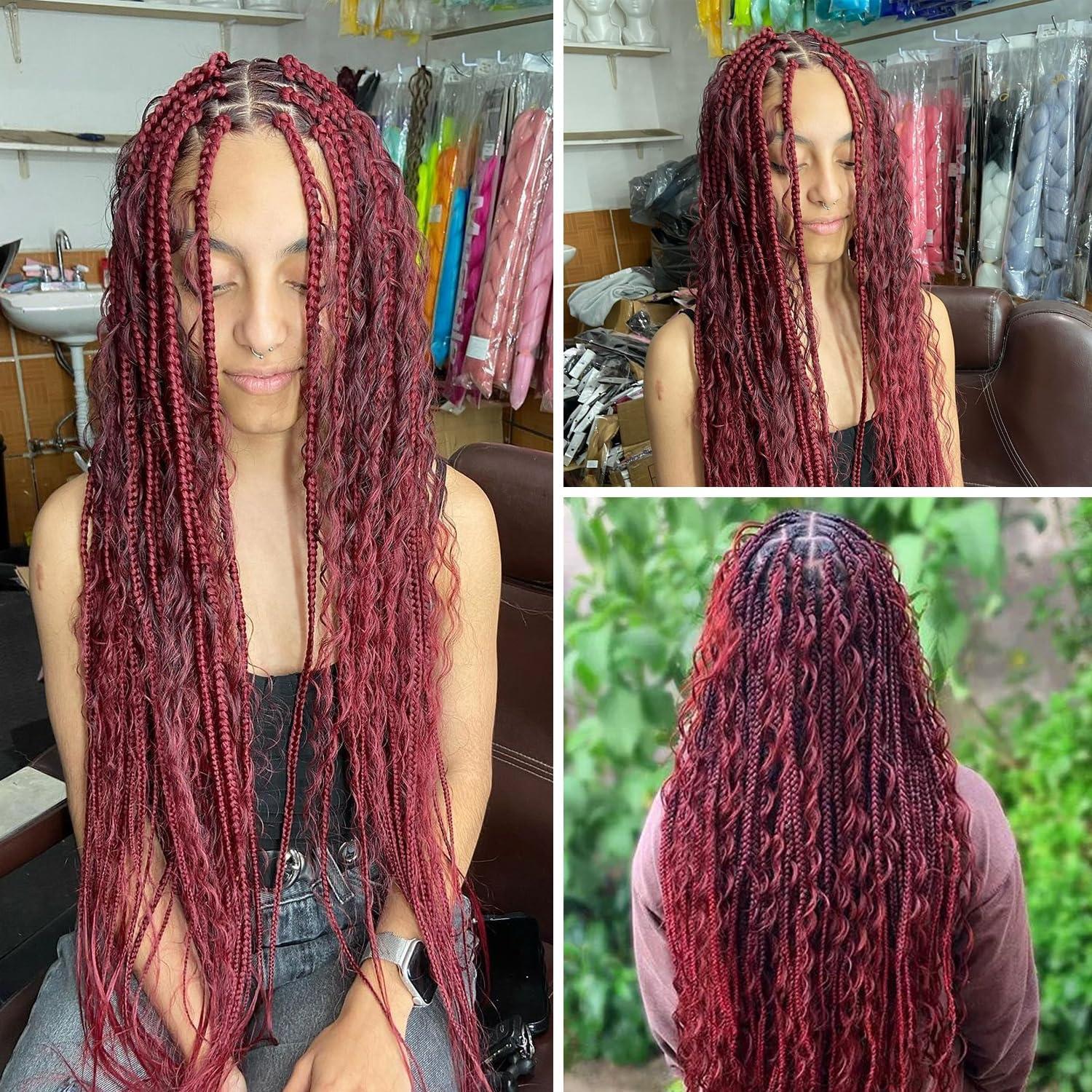 Xagujpo Human Hair Bulk For Braiding 100g/Pack 16 Inch Burgundy Deep Wave Bulk Human Hair For Braiding No Weft 99J Deep Curly Braiding Hair Extensions 100% Human Hair Bulk For Micro Braids Hair