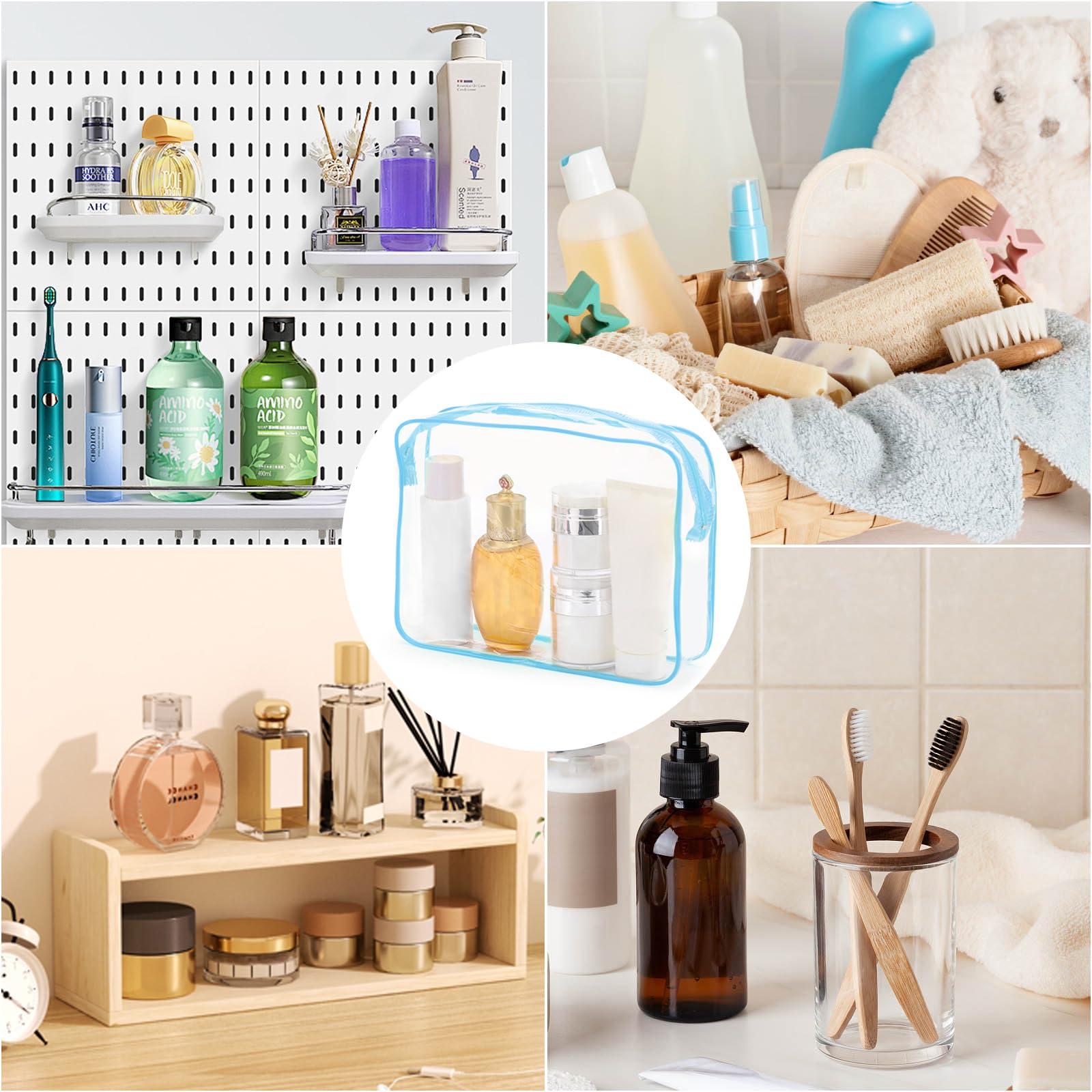 Tbestmax Tbestmax 10 Pack Clear Cosmetic Bags Makeup Bags Portable Waterproof TSA Approved Travel Toiletry Bags Large Organizer Blue, 9.8\" x 7.1\" x 2.4\"