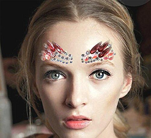 LINGREAL LINGREAL Crystal Sticker Rhinestone Jewelry Sticker Temporoary Tattoos Collections for Girls Ladies Face and Bra Breast