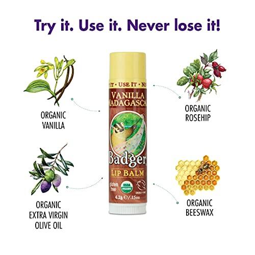 Badger Badger Organic Vanilla Classic Lip Balm, 0.15 OZ