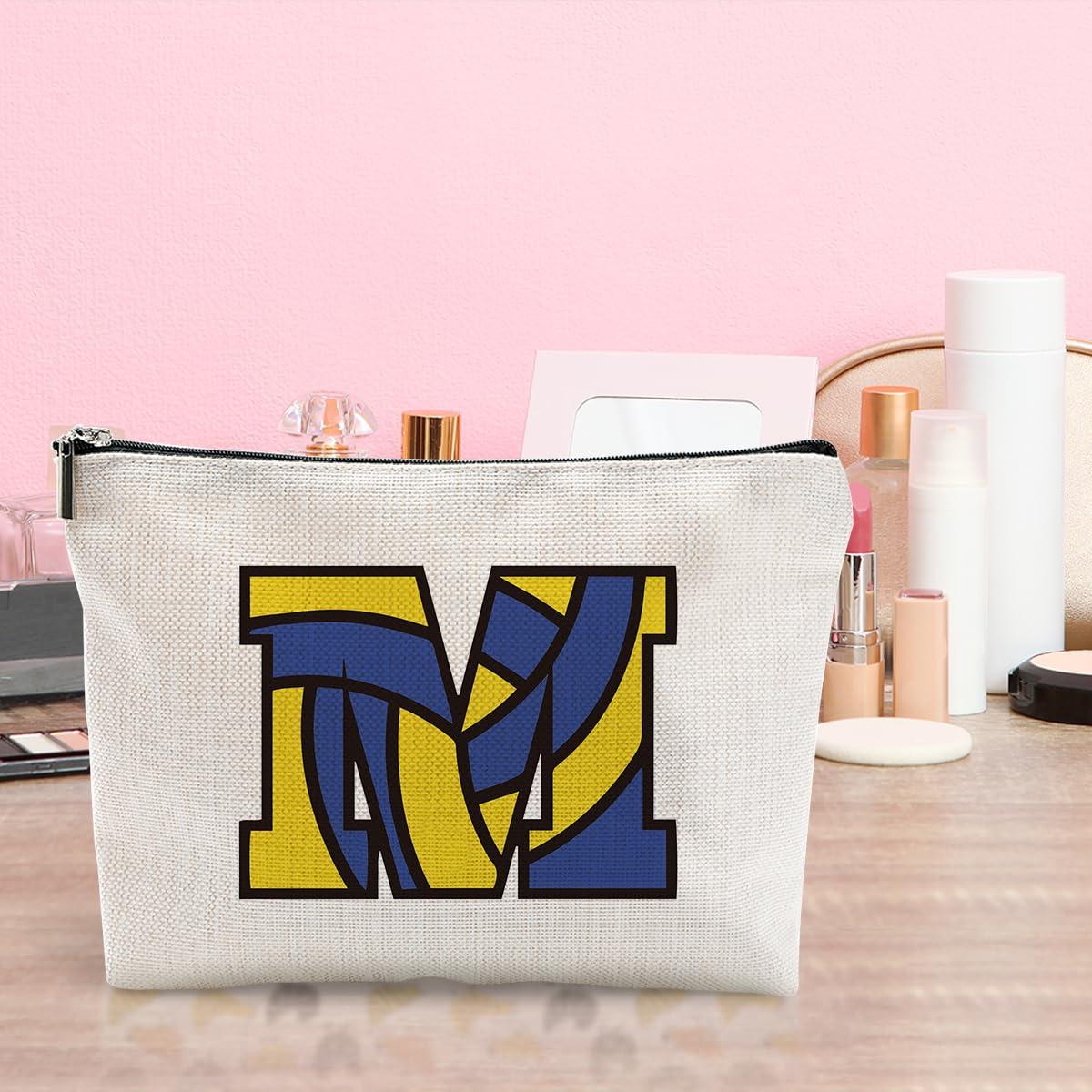 LONGXIN LONGXIN Volleyball Gifts Initial A-Z Personalized Makeup Bag Monogrammed Cosmetic Bags Toiletry Pouch Volleyball Lovers Gifts for Teen Girls Women Friends Coach Players Volleyball Team Gifts (M)