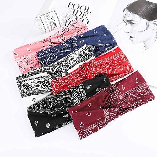 Bohend Bohend Boho Headband Wide Elastic Boho Bandeau Criss Cross Hair Band Sports Yoga Daily Use Hair Accessories for Women and Girls (B)