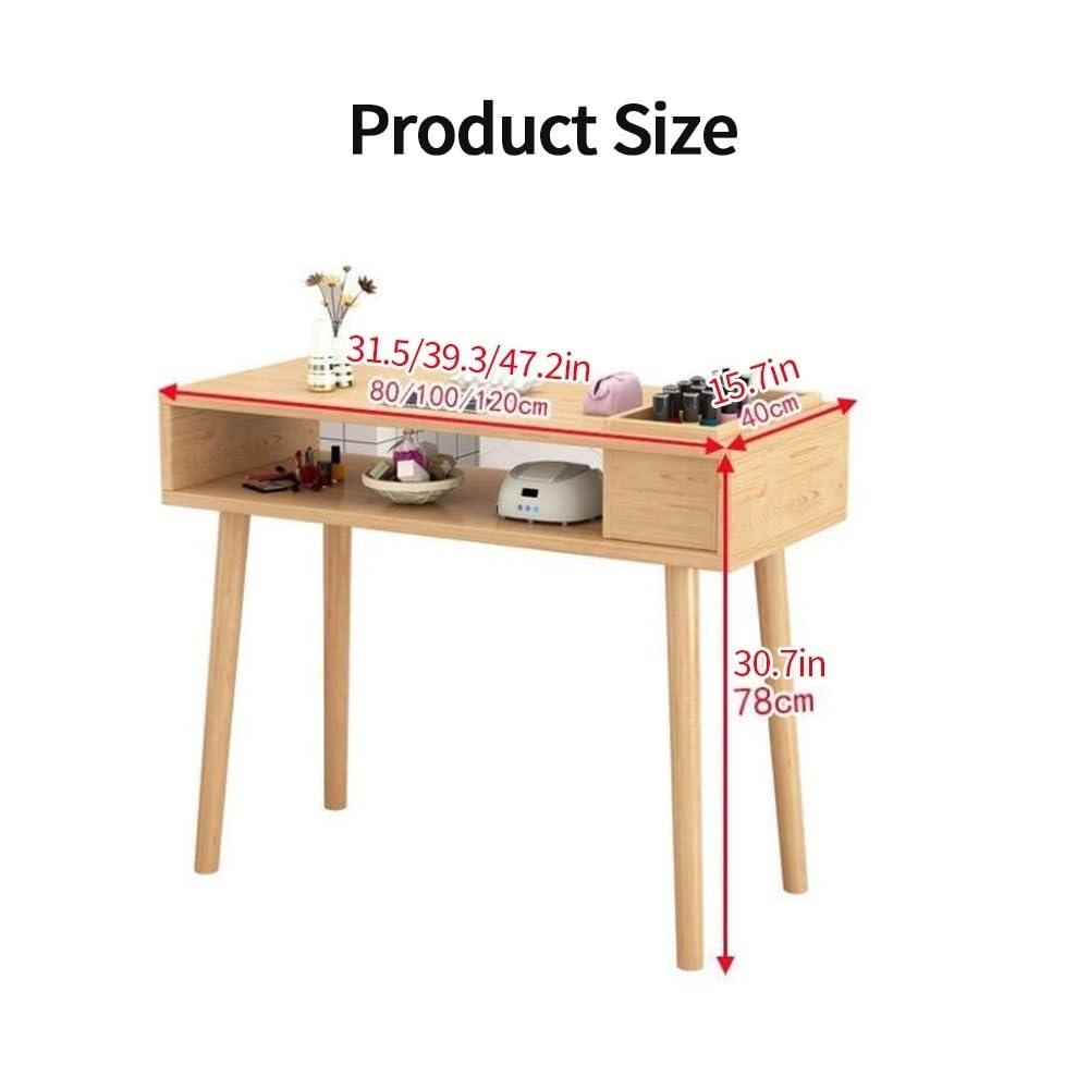HJAGDJ HJAGDJ Modern Nail Desk with Dust Collector, Nail Table for Nail Tech, Manicure Table with Grooved and Drawer, Solid Wood Double Layer Nail Station, Beauty Salon Nail Tech Desk(31.5in/80cm)