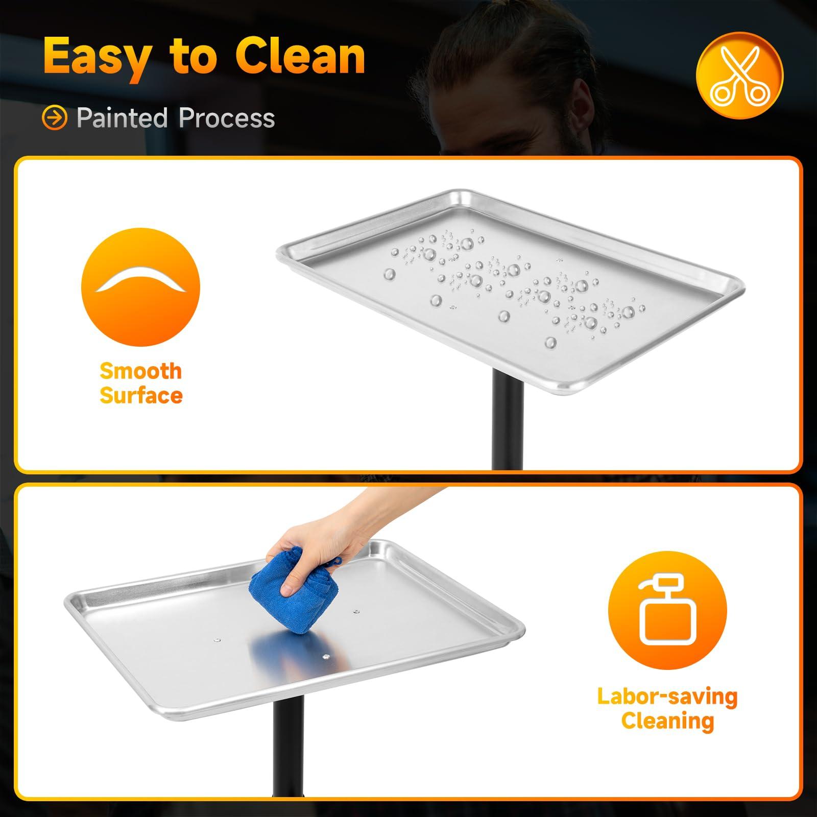 DYRABREST Professional Mobile Beauty Trolley Cart - Aluminum Salon Tray with Silent Wheels, Multi-Functional Rolling Station for Tattoo, Hairdressing & Nail Salon Equipment Storage, (Sliver)