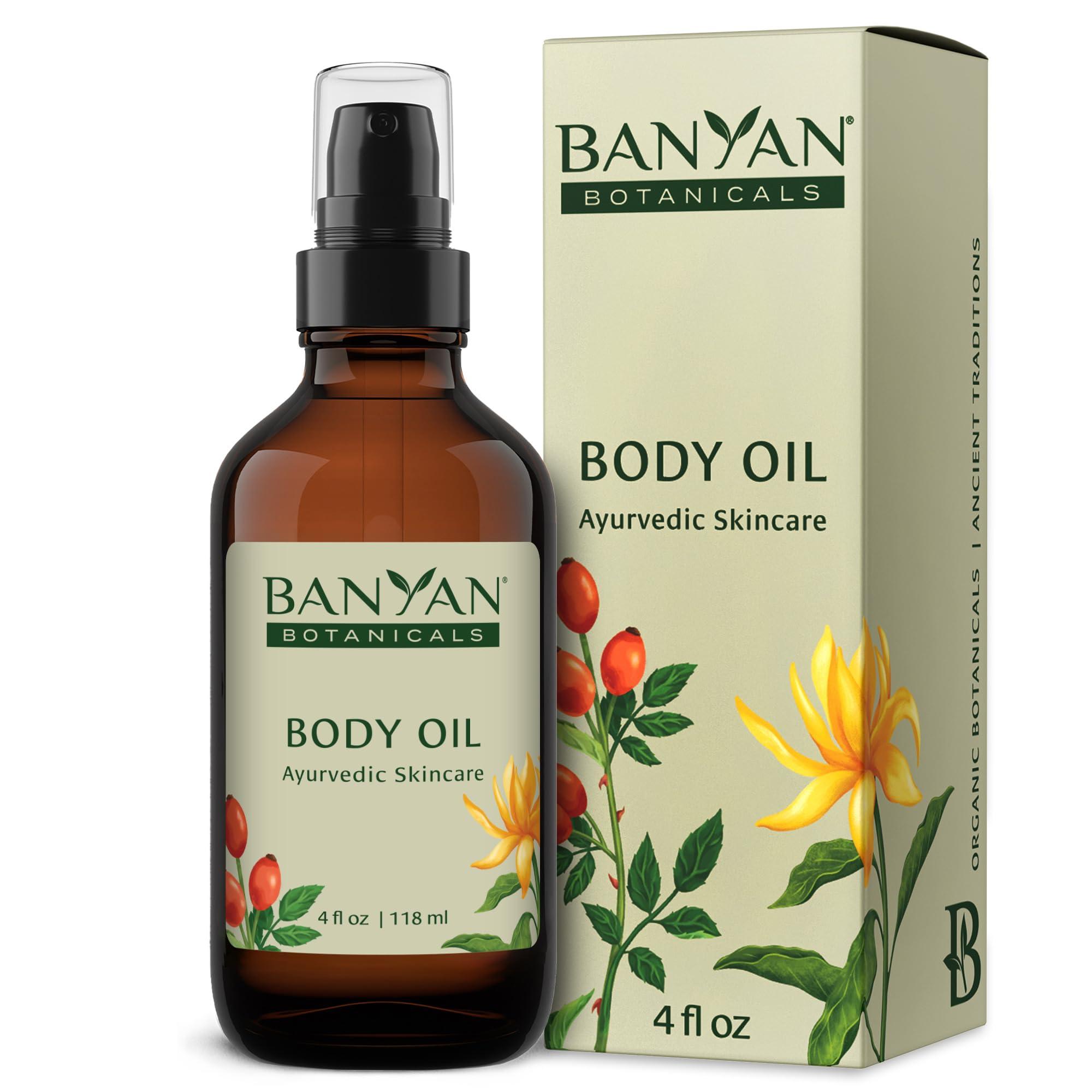 Banyan Botanicals Banyan Botanicals Body Oil Lightweight & Non-Greasy Body Oil Ayurvedic Skin Care with Organic Jojoba Oil & Herbs for Soft, Smooth Skin 4 oz Non-GMO, Cruelty Free, Paraben Free Massage Oil