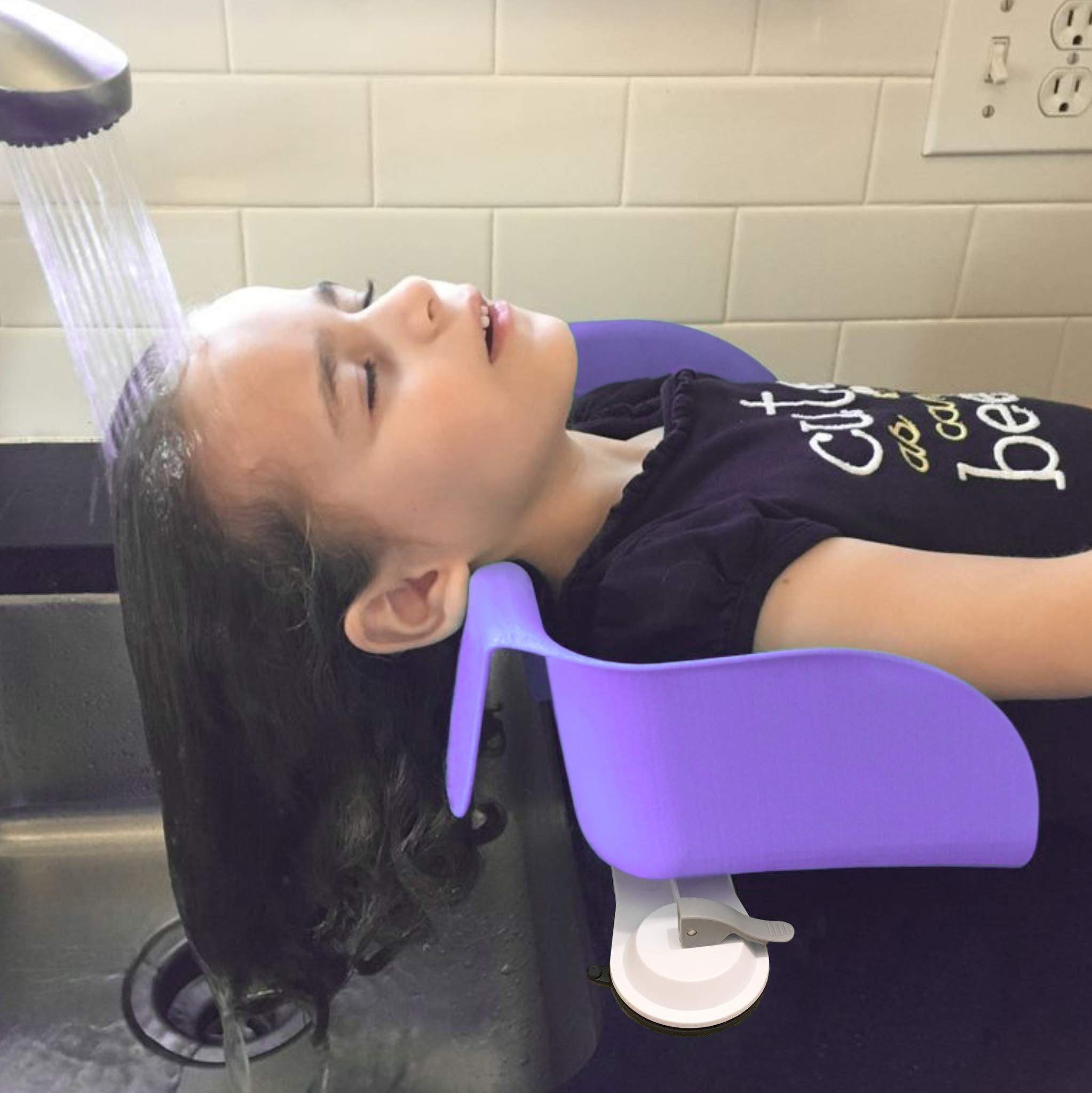 Shampoo Buddy Shampoo Buddy Portable Hair Wash Basin for Children, Toddlers, Kids, Teens | Shampoo Bowl for use on Bathtub or Sink | Hair Washing Basin | Tear-Free Rinser for Children (Purple)