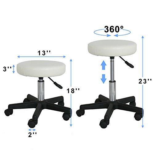 ZENY ZENY Adjustable Rolling Stool with Wheels Swivel Stool Chair Hydraulic Stool Office Stool for Beauty Salon Massage Spa Medical Tattoo Drafting, White