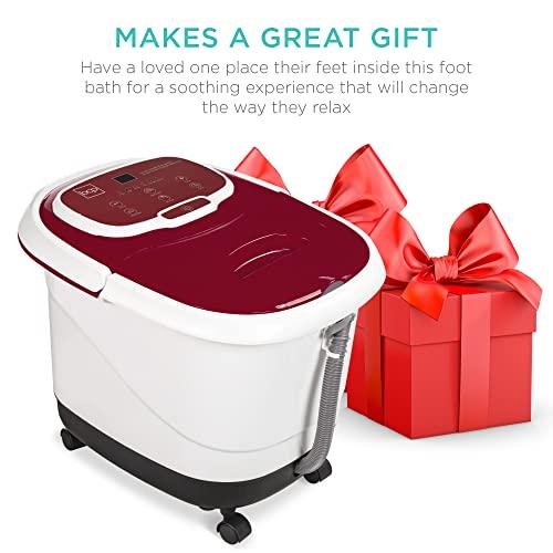 Best Choice Products Best Choice Products Motorized Foot Spa Bath Massager, Adjustable Waterfall Shower & Fast Heating, Automatic Shiatsu Pedicure Massage, Pumice Stone, Rollers to Relieve Feet Muscle Pain - Burgundy
