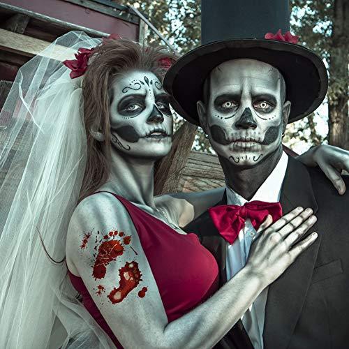 Fanoshon Fanoshon Large Rose Skull Halloween Temporary Tattoos for Adults Women Men 18 Sheets, Day of the Dead Themed Face Tattoo Body Art Decoration Stickers Body Paint Makeup Costume Accessories