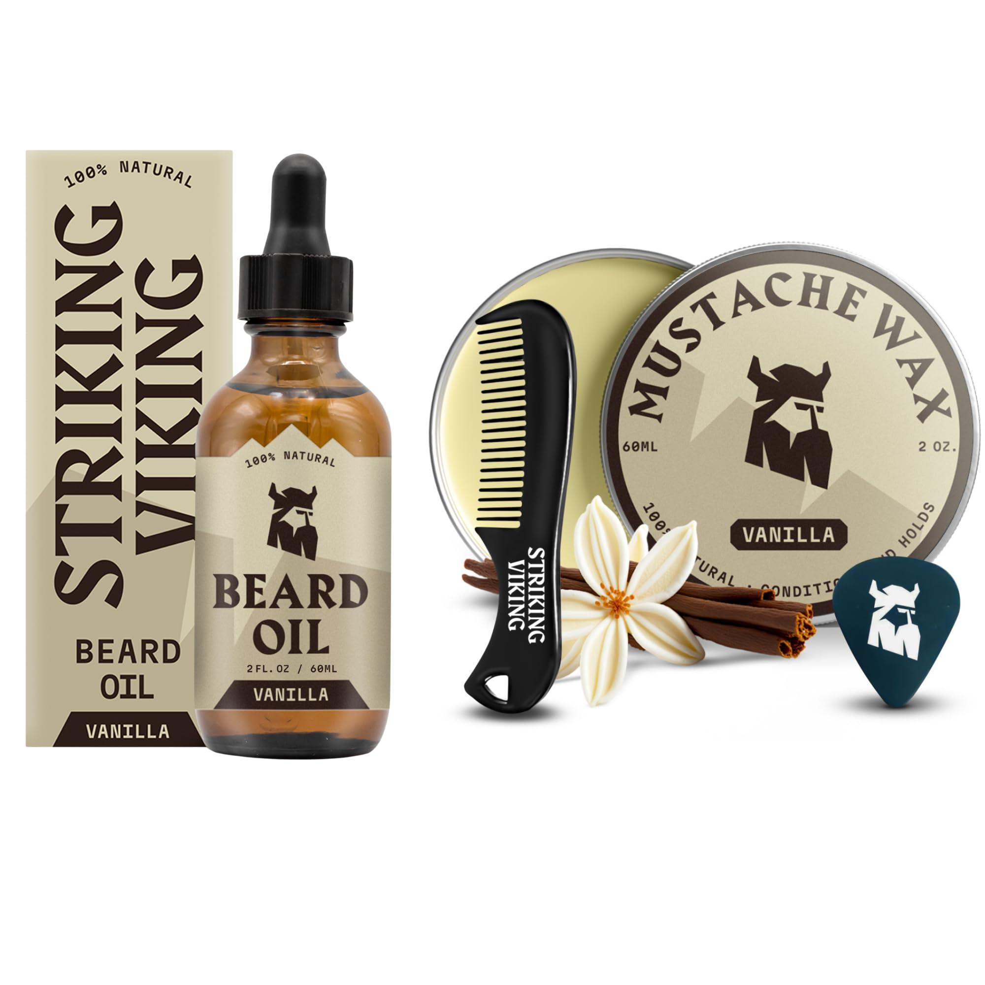 Striking Viking Striking Viking Vanilla Beard Oil (Large 2 oz.) with Mustache Wax and Comb (Vanilla Scent)