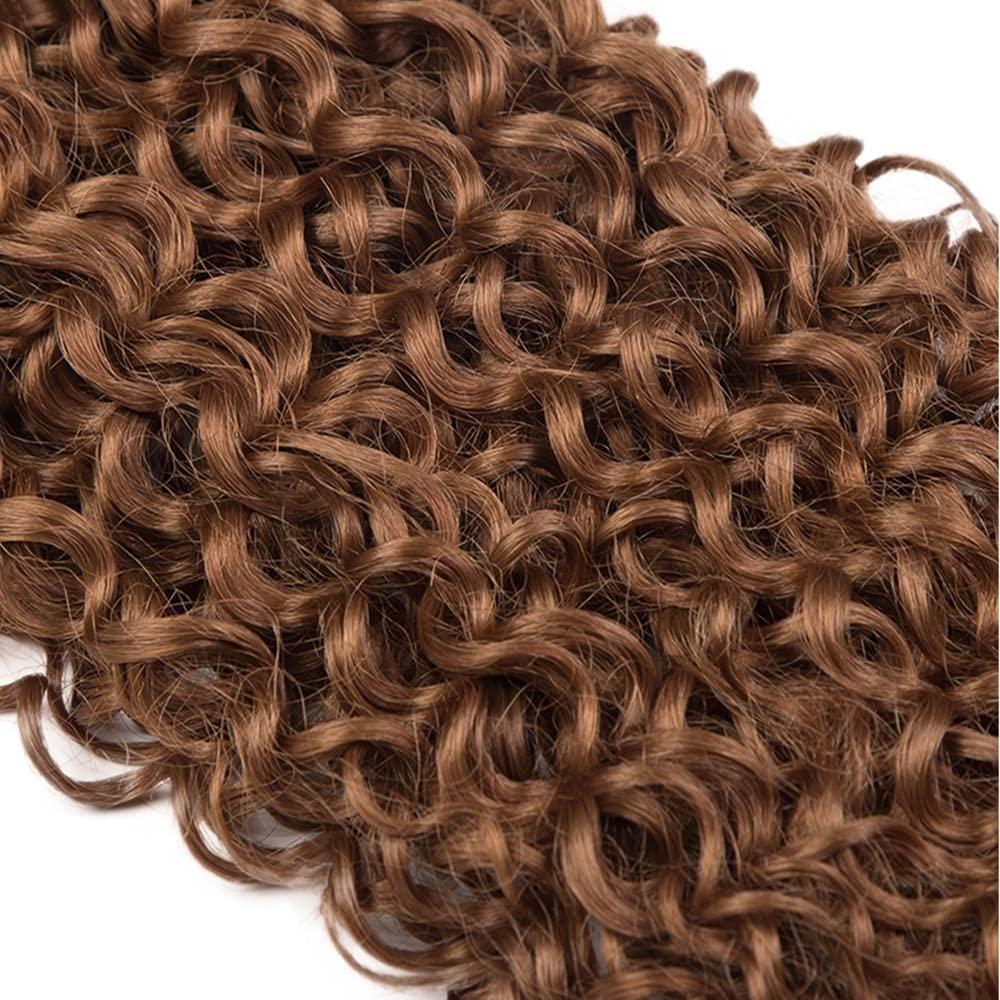 Yuksoocosh Color #30 Bundles Human Hair Brown Kinky Curly Bundles Light Brown Curly Hair Bundles 16 18 20 inch Double Weft Brazilian Remy Hair Extensions Wet and Wavy Bundles Silky Soft for Black Women