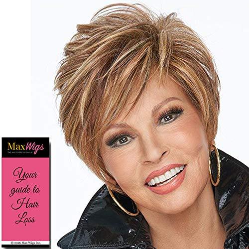 Raquel Welch & Maxwigs On Your Game Wig Color RL613SS Shaded Platinum - 12\" Perfect Angled Bob Razor Cut Heat Friendly Monofilament Top Classic Natural Peluca Memory Cap Bundle MaxWigs Hairloss Booklet