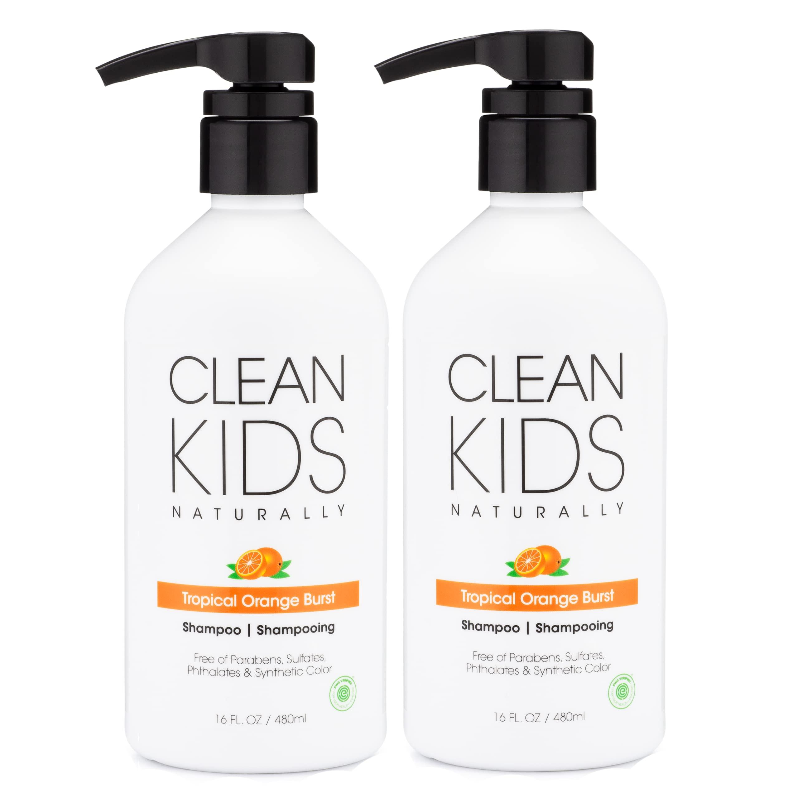 Clean Kids Naturally Clean Kids Naturally Tropical Orange Burst Shampoo, All-Natural, Gluten-free, Vegan, and Cruelty-free, Paraben-Free, EWG Verified, 16 oz (2 Bottles)