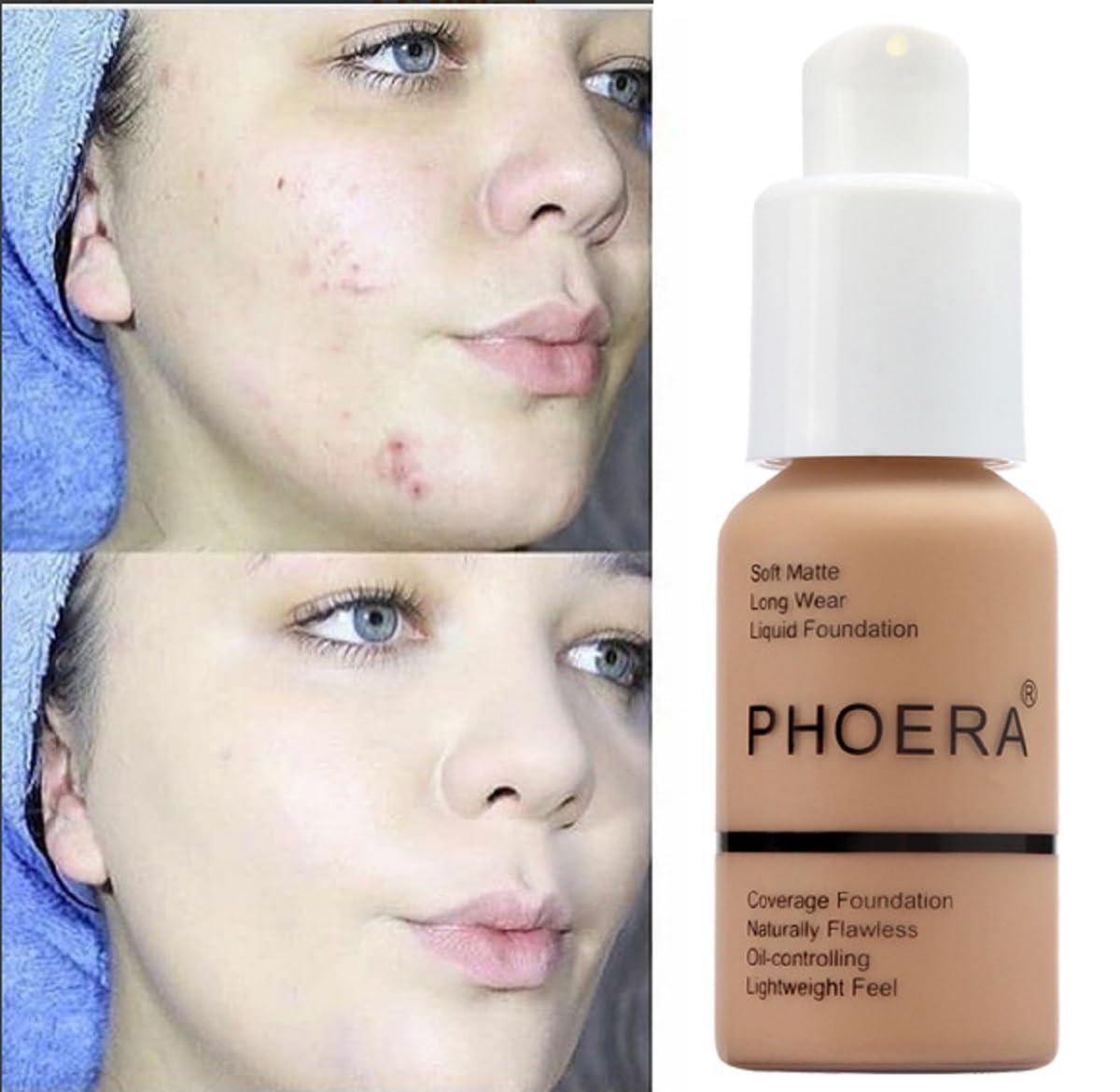 Meifen 2Pack PHOERA Foundation,Full Coverage Foundation, Concealer Foundation Full Coverage Flawless New 30ml PHOERA 24HR Matte Oil Control Concealer(108 - Tan)