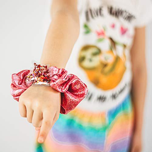 FROG SAC FROG SAC 6 PCS Shaky Glitter Unicorn Hair Scrunchies for Girls, Glitter Fabric Scrunchies Pack with Unicorn Charms, Cute VSCO Kids Hair Accessories for Girls, Unicorn Hair Stuff Party Favors