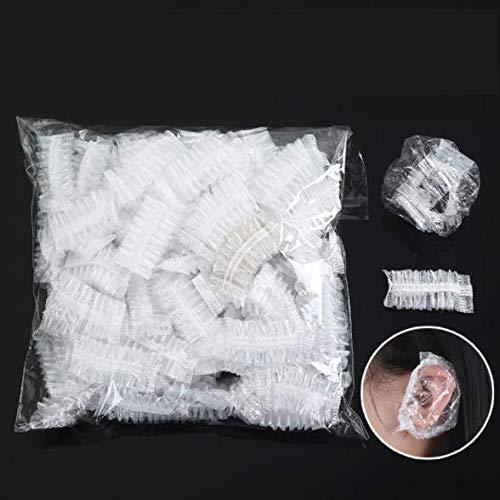 DNHCLL DNHCLL 100PCS Ear Protector Caps Disposable Elastic Clear Shower Water Ear Covers Large For Hair Dye, Shower, Bathing Ear Cover Caps,Spa Home Use Hotel and Hair Salon