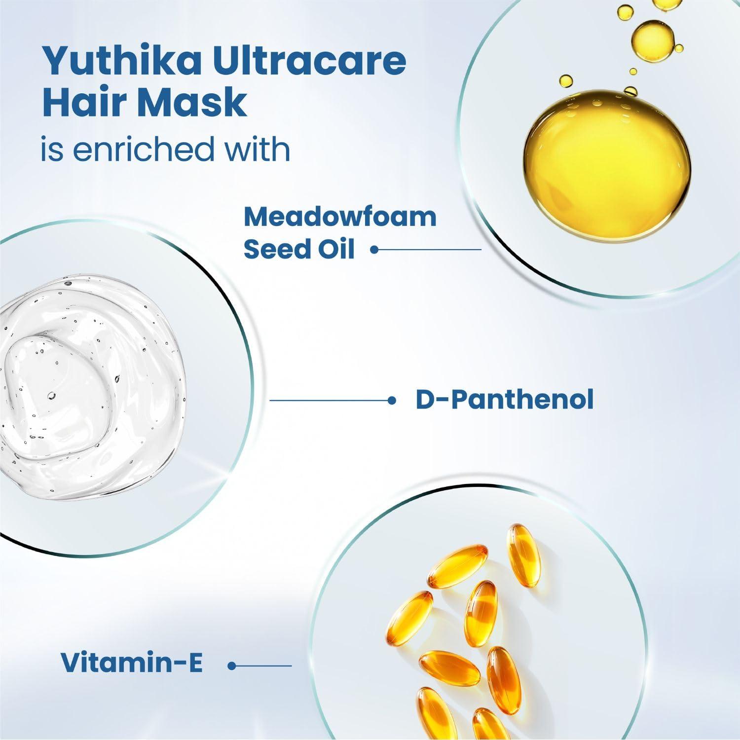 Yuthika Yuthika Professional UltraCare Hair Mask for Damaged Curly & Frizzy Tangled Hair Advanced Repair Formula Support Hair Growth, Scalp Hydration for Longer, Thicker, Fuller Hair for Men & Women - 150 ml