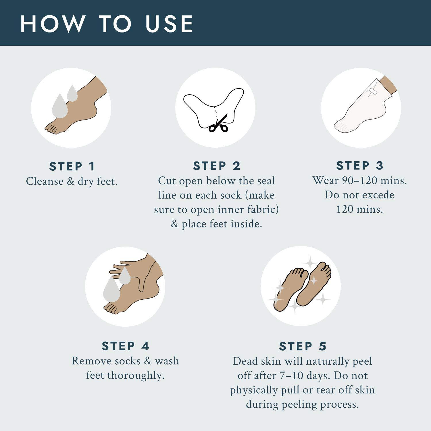 Voesh New York VOESH Peeling Socks Duo, Foot Peeling Mask, Intensive Foot Peel, Callus Remover, Exfoliating Foot Mask, Foot Mask Socks, Foot Peel for Dry Feet, Vegan