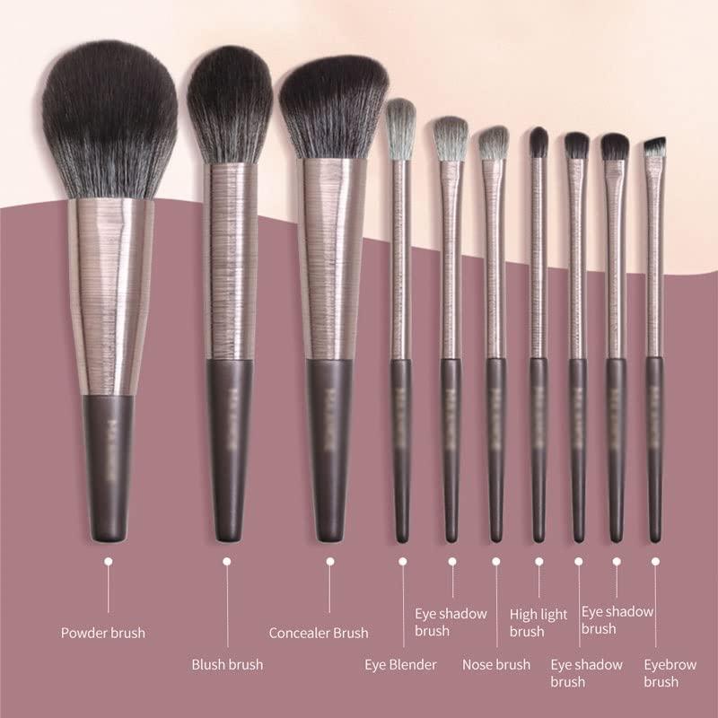 IBDRYKK 10Pcs Wooden Makeup Brushes Set Cosmetic Foundation Powder Blush Eyeshadow Professional Makeup Brush Beauty Tools