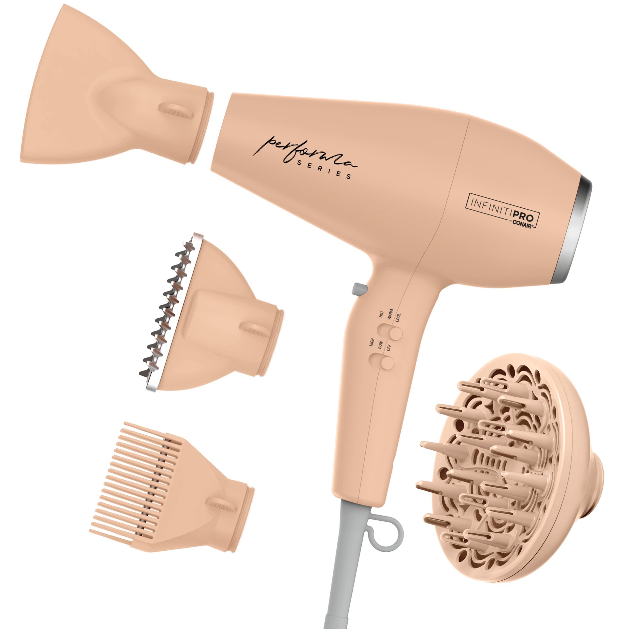 Conair Conair Infiniti Pro Hair Dryer with Diffuser plus 3 Other Attachments | Performa Series Hair Dryer | Blow Dryer with Professional Performance Motor | Blush Pink