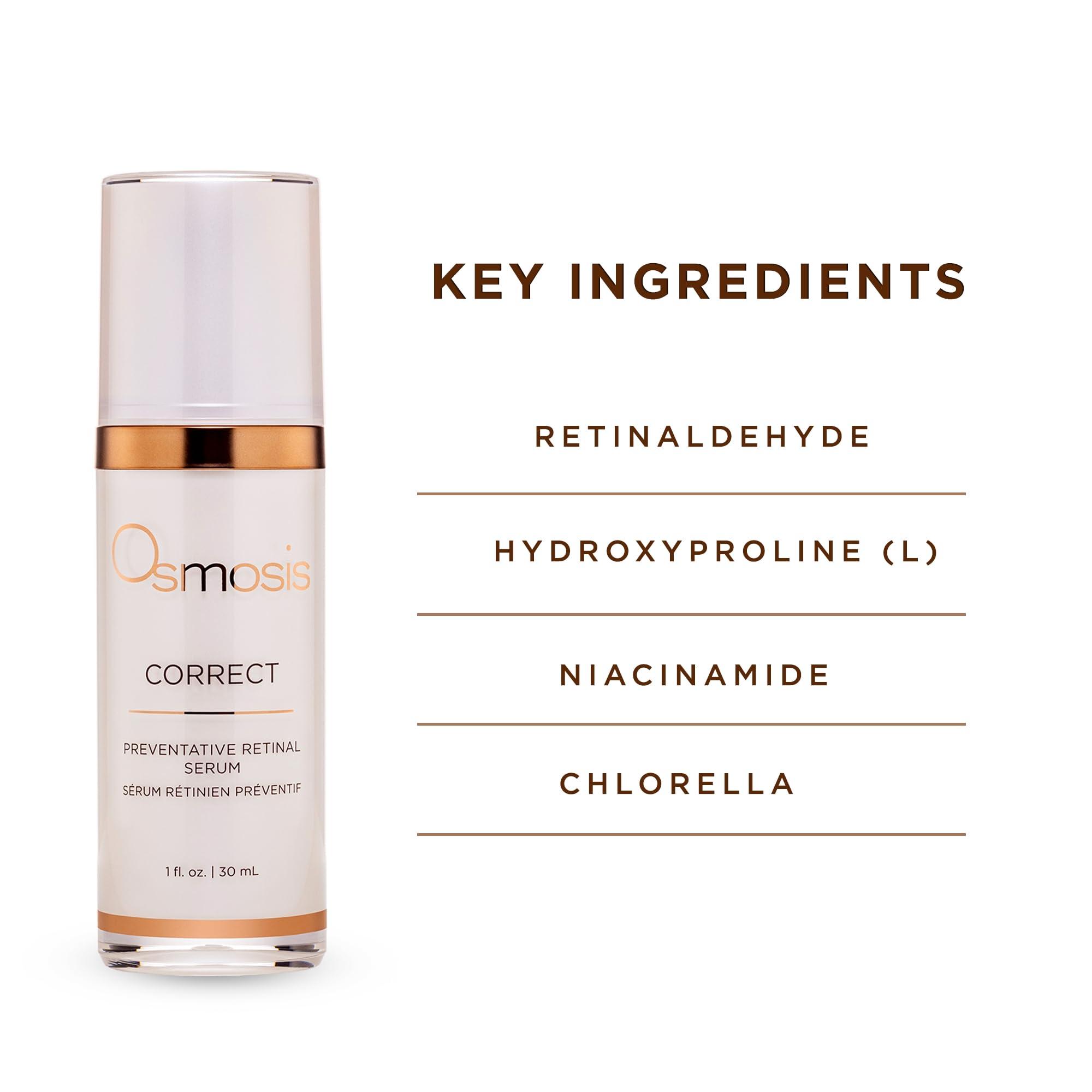 OSMOSIS OSMOSIS Facial Moisturizer and Serum Kit, HYDRATE (1.69oz) Plumping Facial Moisturizer with Shea Butter, CORRECT (1oz) Preventative Retinal Facial Serum Collagen Booster