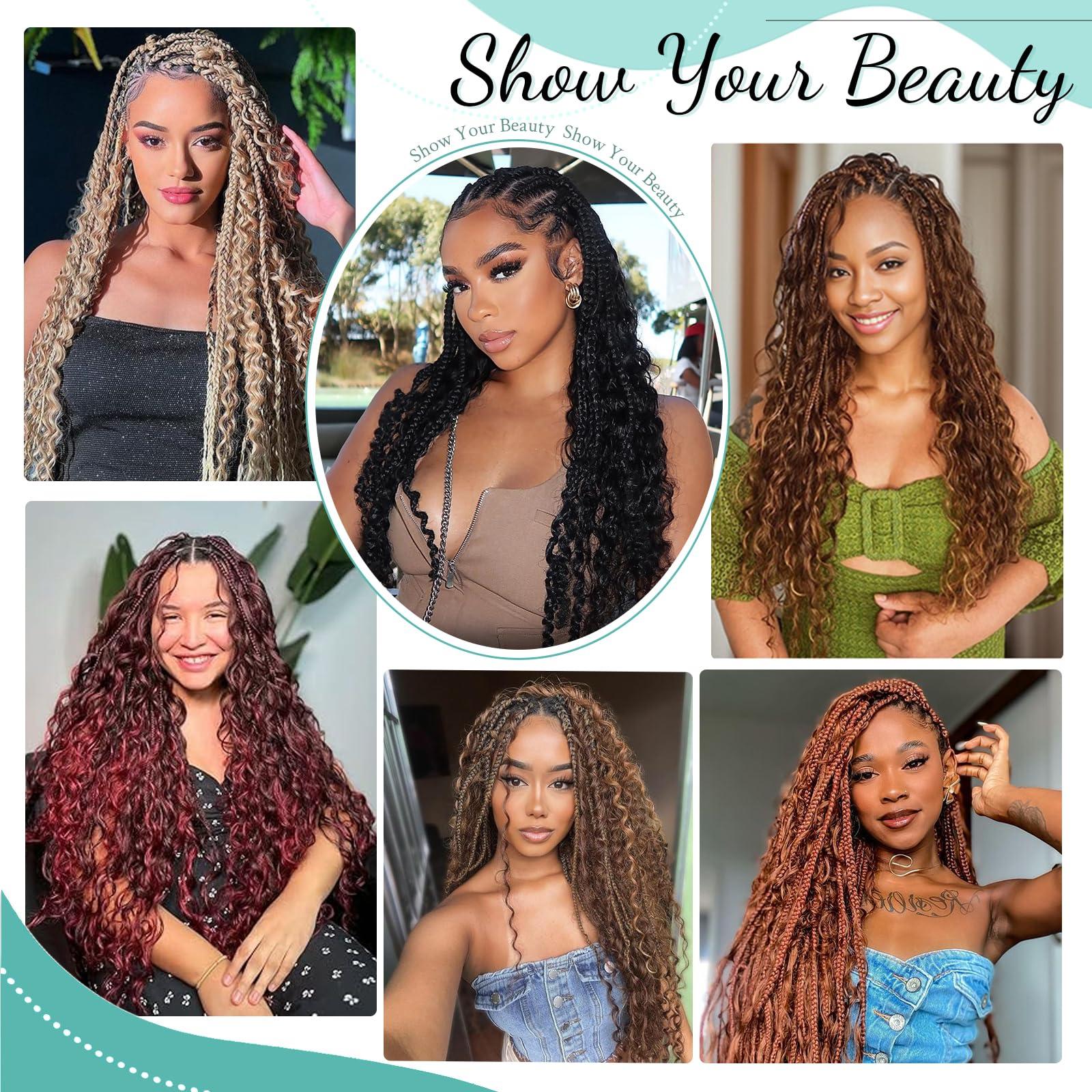 MOTFIN Human Braiding Hair for Boho Braids Human Hair Braiding Hair 110g 24 Inch Curly Boho Hair for Braiding Knotless 12A Deep Wave Bulk Human Hair for Braiding Bohemian 3 Bundles/Pack Auburn Ginger