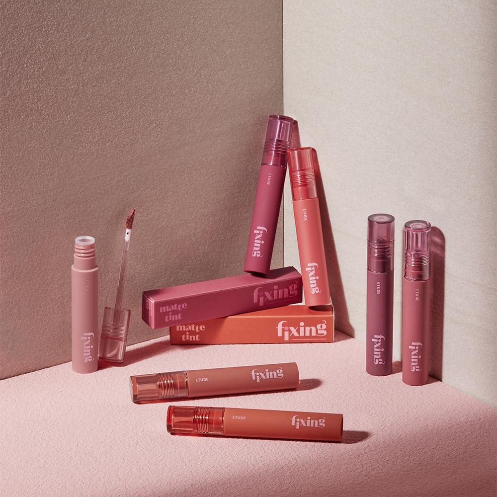 ETUDE ETUDE Fixing Tint #04 Ginger Milk Tea | Long Lasting High Pigmented Liquid Lipstick | Waterproof Lightweight Matte Finish Lip Stain | Full Coverage | Korean Makeup, Kbeauty, Perfect for Gift