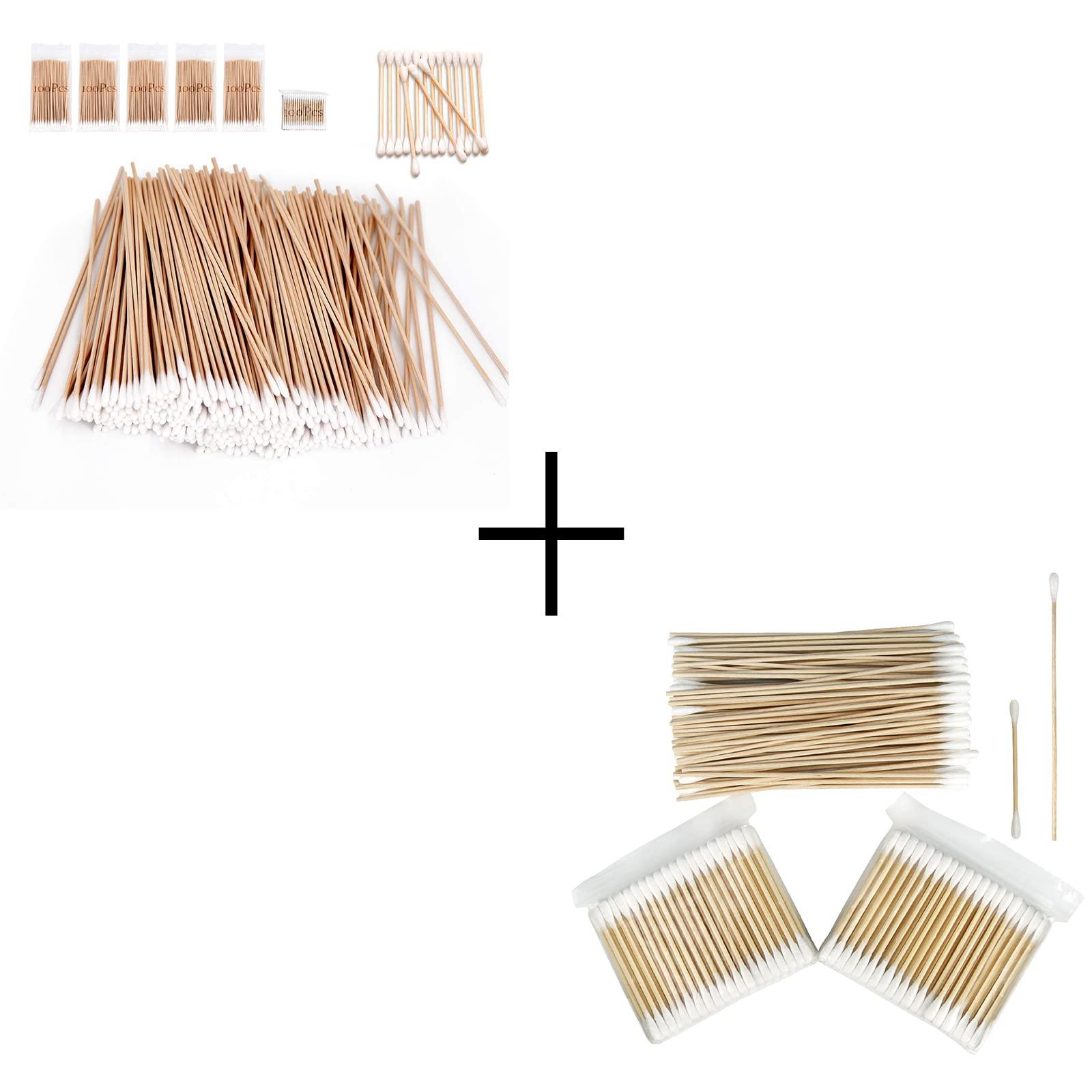eyxformula 600 Pcs Long Cotton Swabs + 300 Pcs Bamboo Cotton Swabs