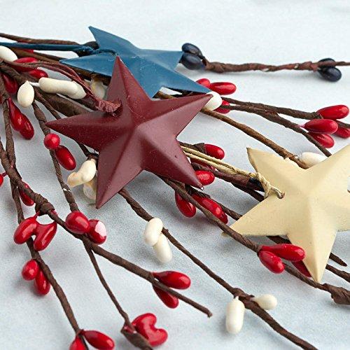 Factory Direct Craft Americana Pip Berry Garland with with Red, White and Blue Stars – Year Round Rustic Berries, Farmhouse Home Decor for Table Arrangements, Fireplace Mantel, and Seasonal Centerpiece Decorations (60" L)
