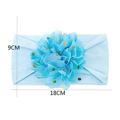 Generic Baby Girl Big Flower Headbands Sparkly Stretchy Head Cover Fashion Mesh Soft Head Wraps Lady Lady (Pink, One Size)