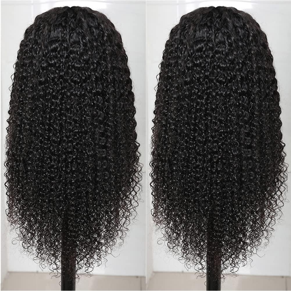 Kiss darling LASHES Fake Scalp Kinky 4C Curly Edges Hairline 13X4 Glueless Afro Kinky Curly Lace Front Wigs Human Hair with Curly Baby Hair HD Transparent Lace Frontal Wigs with Realistic Hairline for Women 18"inch