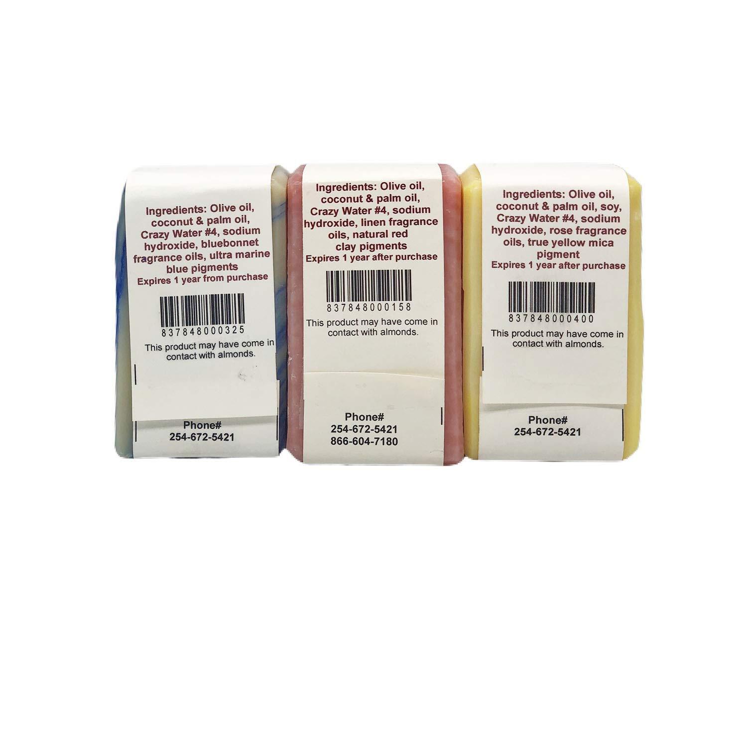 An Ancient Art An Ancient Arts Bar Soap Set of 3 Aprox. 3.25oz - All Natural Soap Handmade with Olive Oil, Palm Oil, and Coconut Oil (Texas Bluebonnet, Indian Paintbrush, Yellow Rose) - Gift Set (Texas Set)