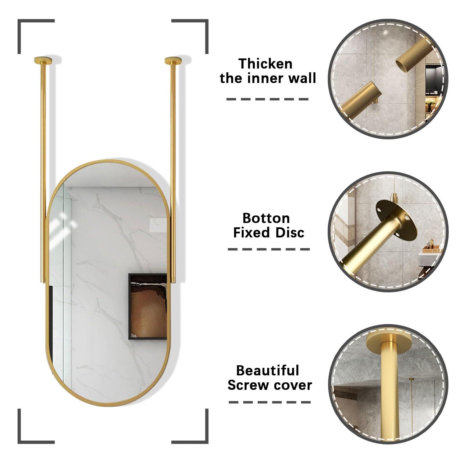 Drsyffsup Gold Framed Oval Mirror for Wall - Large Shower Mirror for Bathroom - Ceiling Hanging Home Vanity Shaving Makeup Mirror - Customizable Decorative Mirror - Modern Simple Style ( Size : 50cmx60cm )