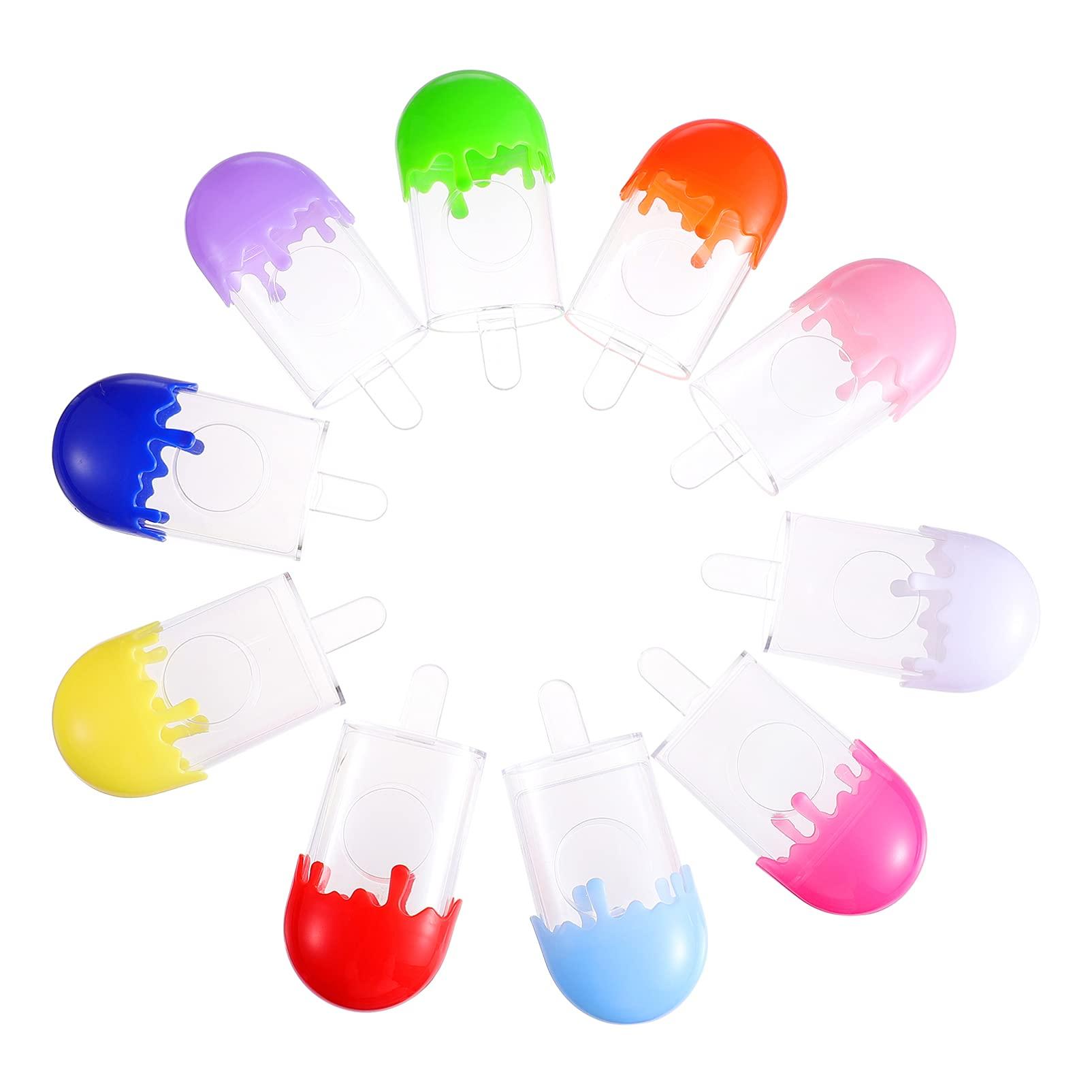 Lurrose Clear Container Eyelash Storage Boxes, 10Pcs Lovely Ice Cream Shaped Empty False Lashes Packaging Case Fake Eyelash Container Storage Case with Clear Tray for Women Girls Travel Container