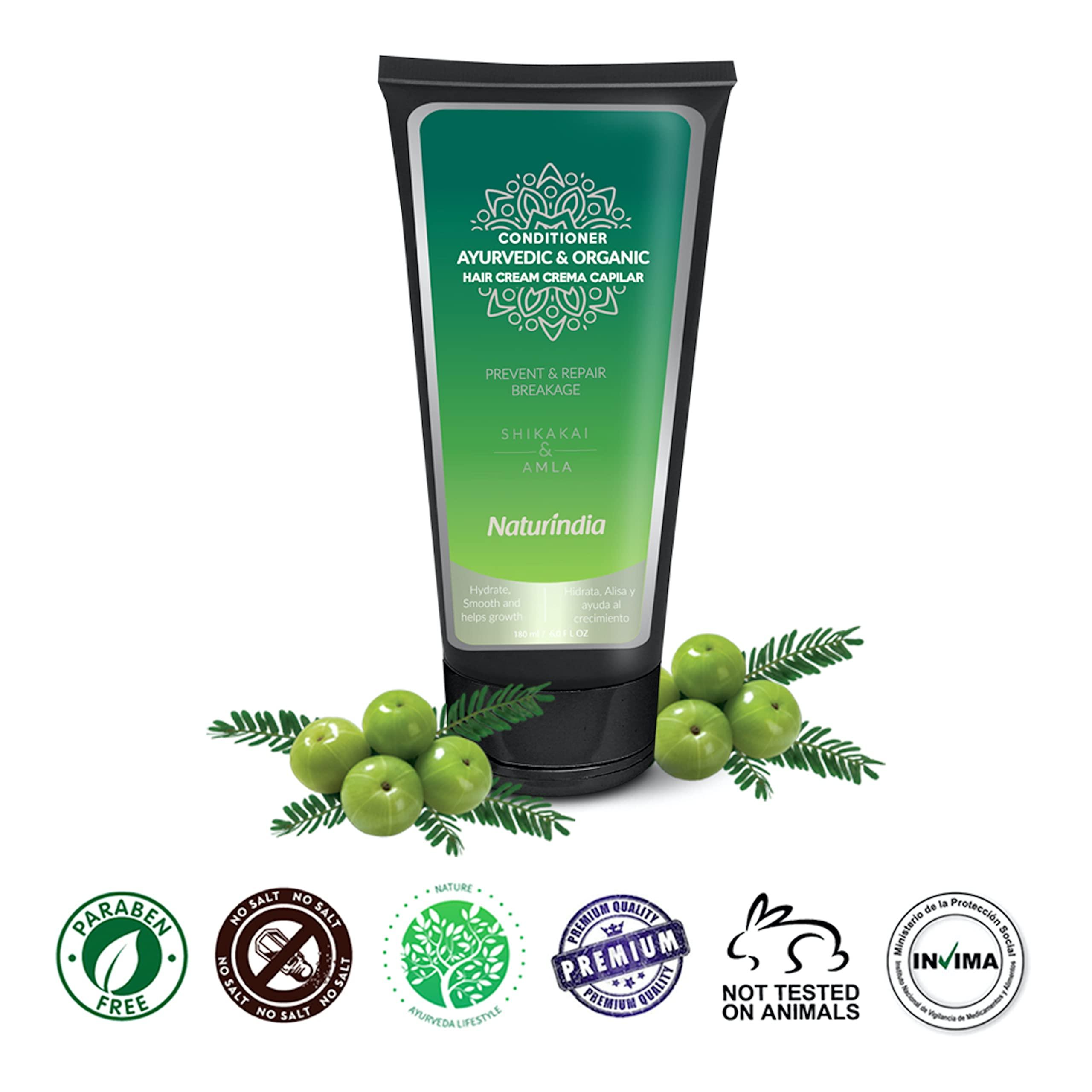 Naturindia Ayurvedic Shampoo & conditioner with Organic Amla and Shikakai for hair growth and restauration for stronger hair Natural herbs Vitamin C and B