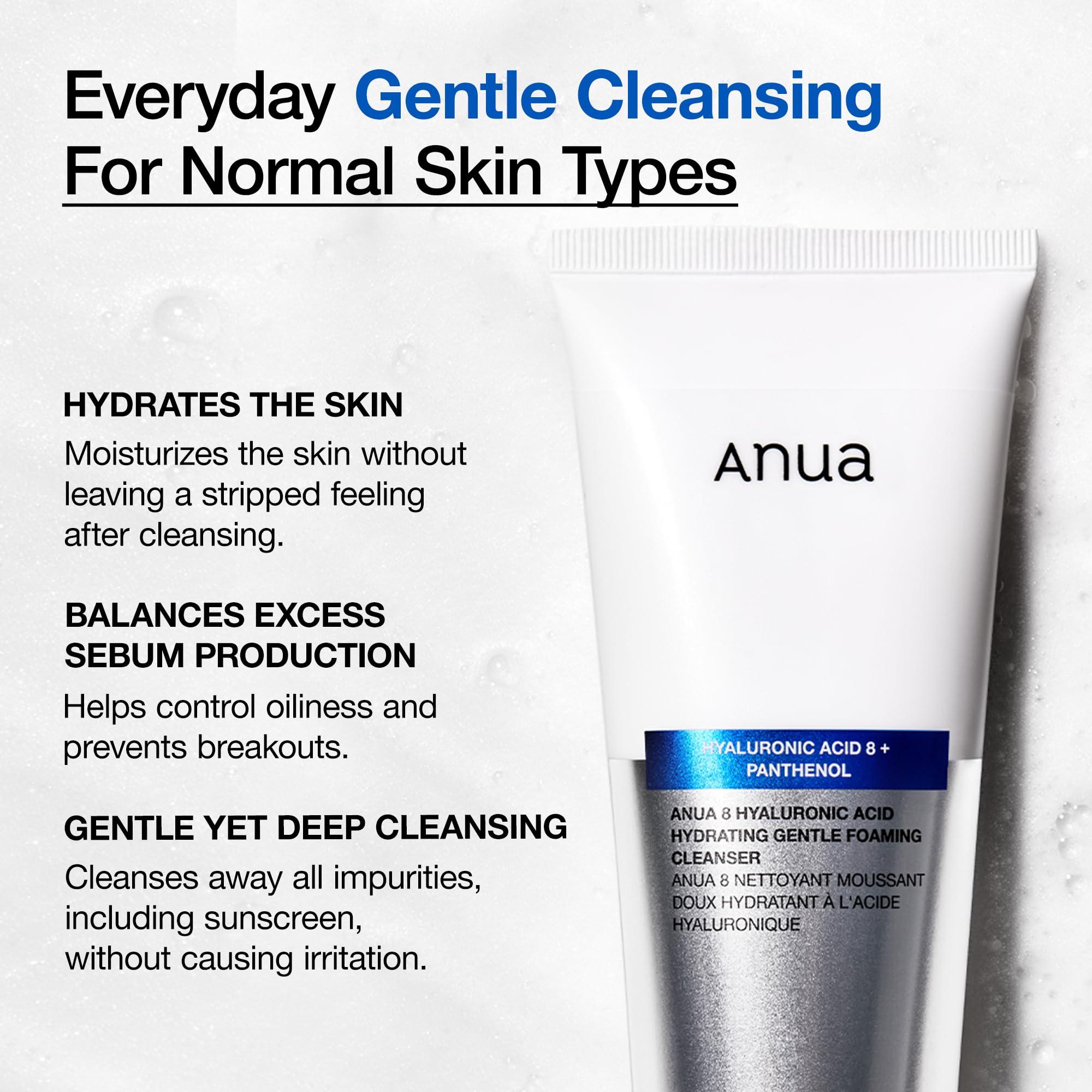 ANUA ANUA Gentle Double Cleanser Duo for Facial Cleansing : Heartleaf Pore Control Cleansing Oil Mild & Hydrating Gentle Foaming Cleanser for Double Cleansing, Daily Facial Cleanser, Korean Skincare