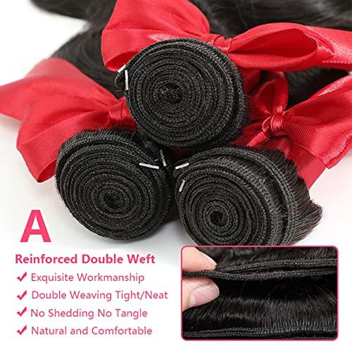 JARAMA 10A Brazilian Body Wave Bundles 18 20 22 Inch Human Hair Bundles 100% Unprocessed Virgin Hair Body Wave 3 Bundles Human Hair Weave Bundles Deals 1B Natural Black