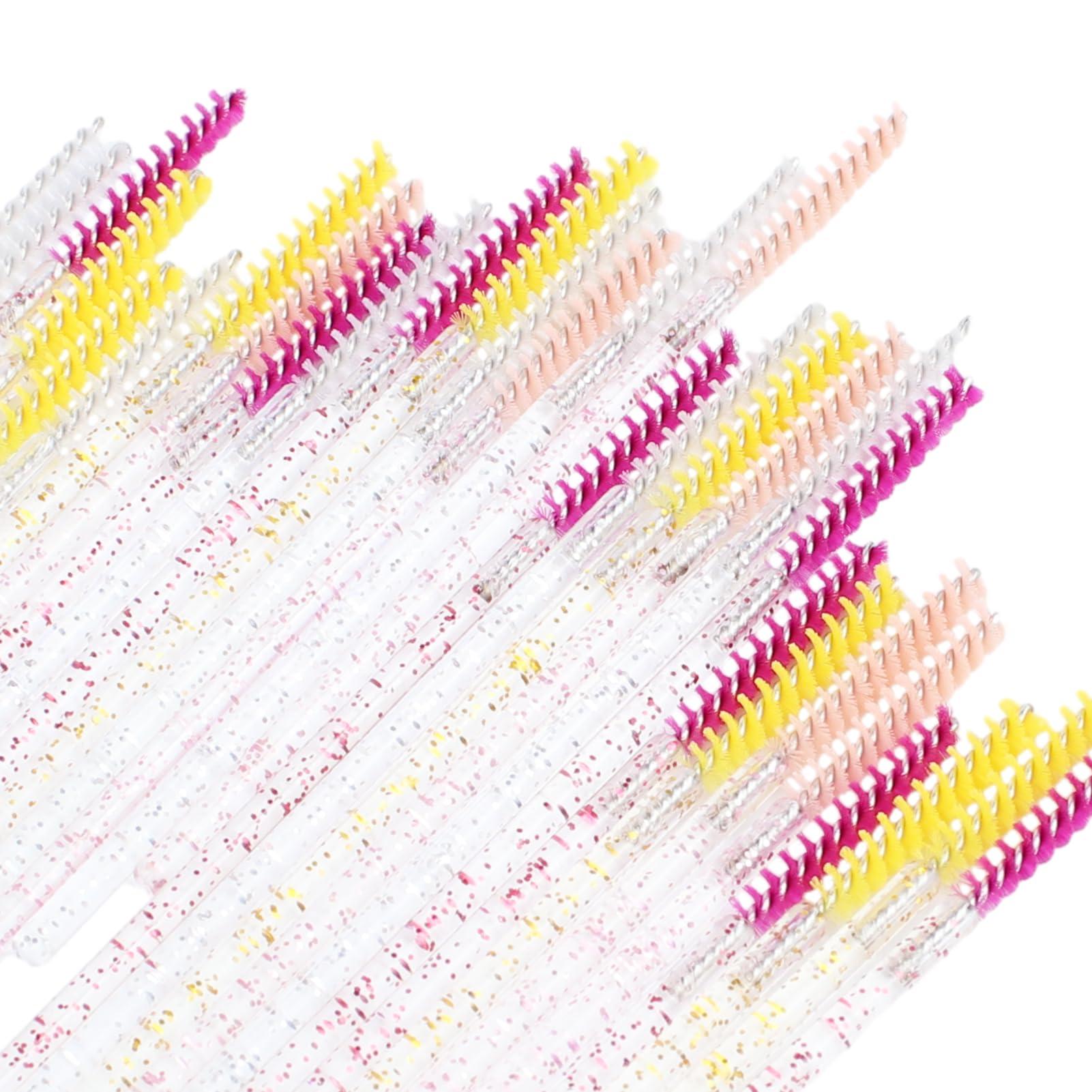SenRocc 200pcs Skinny Mascara Wands Mini Spoolie Brushes Disposable Crystal Eyelash Brushes Thin Mascara Wands Micro Brush Lash Extension Supplies Lashes Extension Tools(Skinny-(Warm)-200)