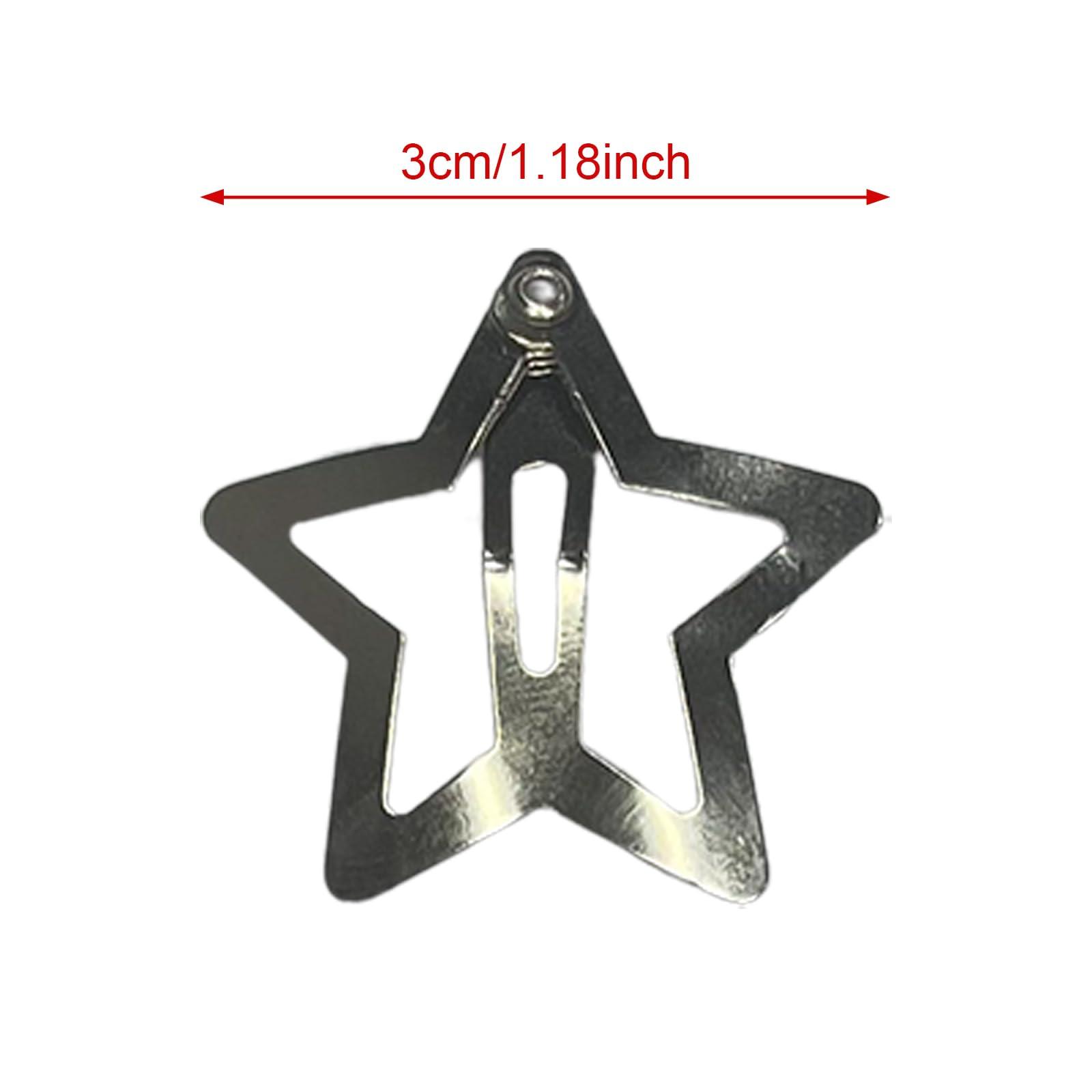 Nolang 24 PCS Star Hair Clips,Silver Star Barrettes for Girls,Non Slip Star Shaped Snap Hair Clip Accessories for Women (greenish pink)