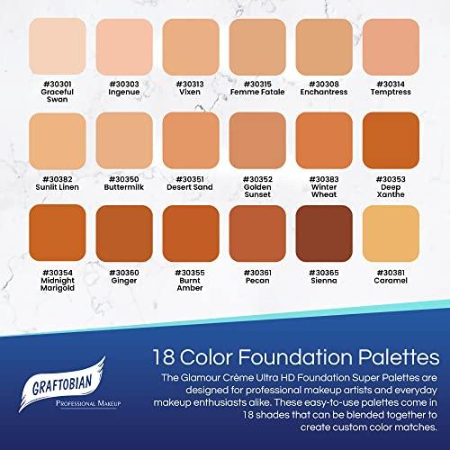 Graftobian Graftobian Glamour Crème Ultra HD Foundation Super Palettes - Foundation Palette, Contour Makeup, Foundation for Professional Makeup Kit, Face Makeup for Full Coverage - Warm Color