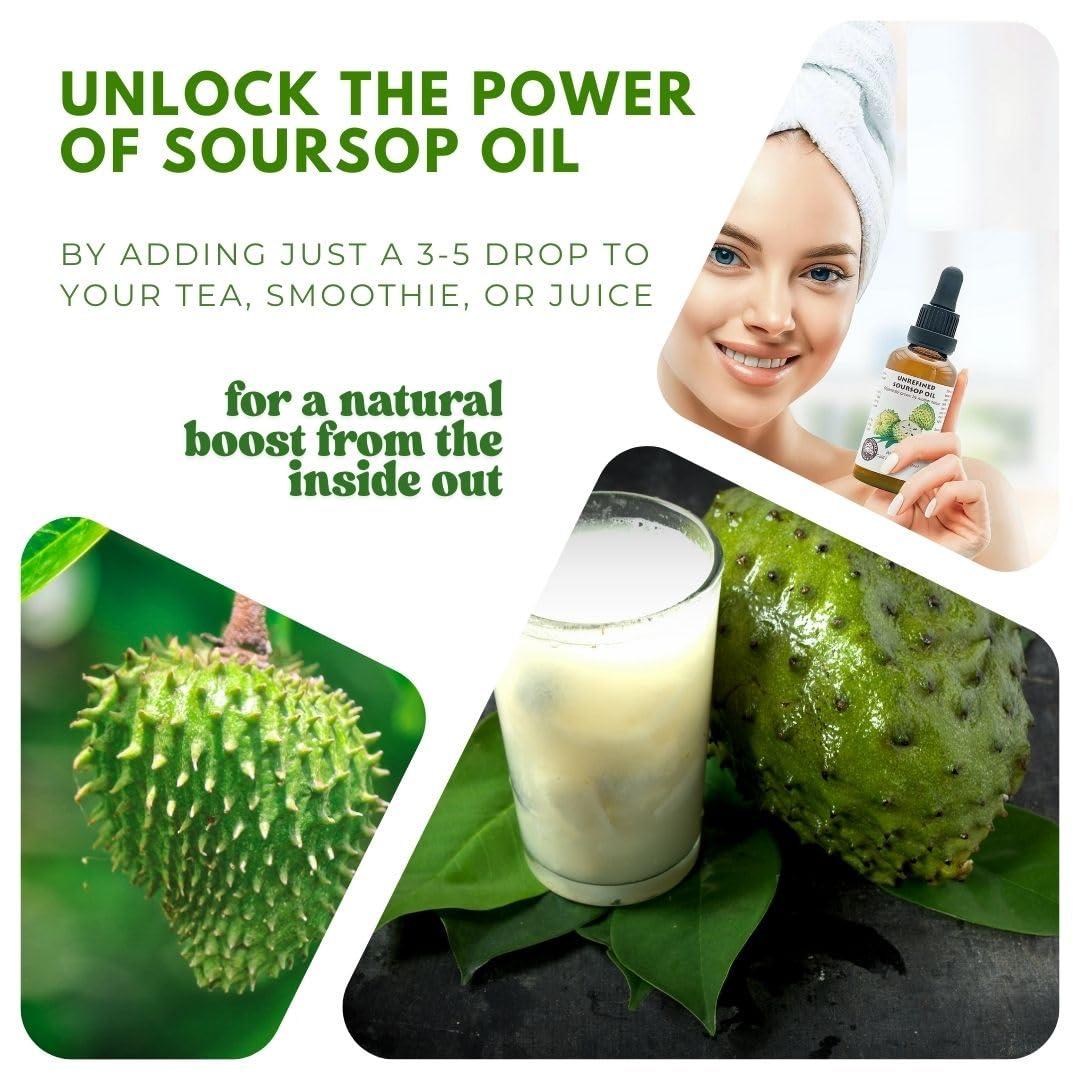 Best Nature\'s Cosmetics Best Nature\'s Cosmetics Virgin Soursop Graviola Guanabana Oil (Organic, Undiluted, Cold Pressed, Unrefined) 1 oz / 30 ml  Natural Moisturizer for Dry and Damaged Skin.
