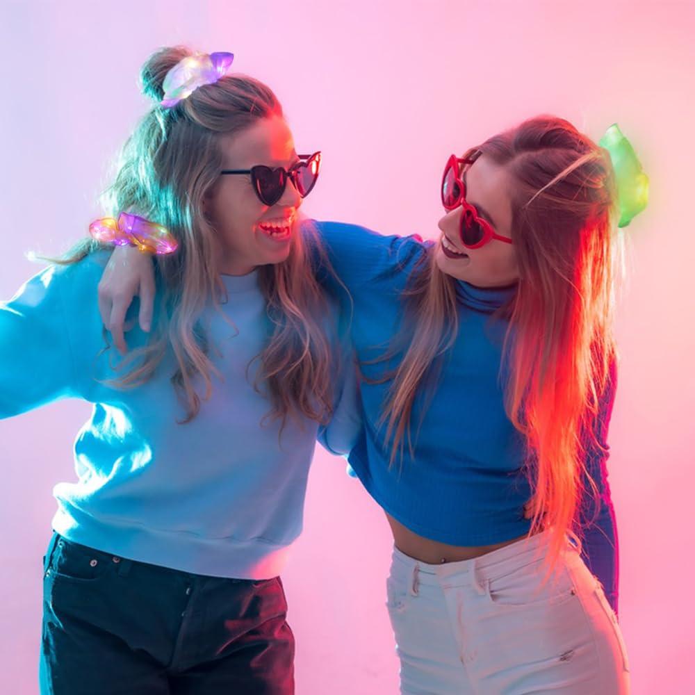 TIZAPIB 40 Pcs LED Scrunchies, Light up Hair Scrunchies, Glow in the Dark Hair Ties with 3 Light Modes, Neon Hair Accessories for Women Girls, Glow Hair Bands Rave Glow Party Supplies
