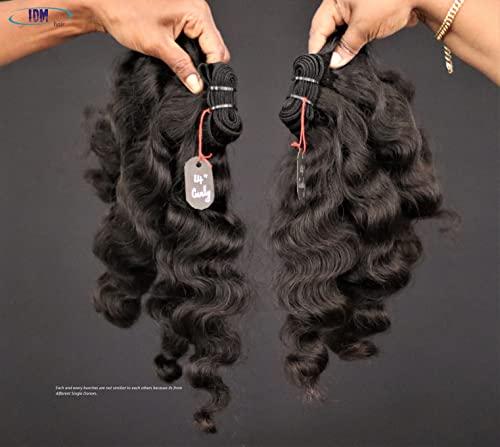 IDM INDIA IDM 14” Curly 2 bundles raw indian bundles human hair indian natural curly single donor hair