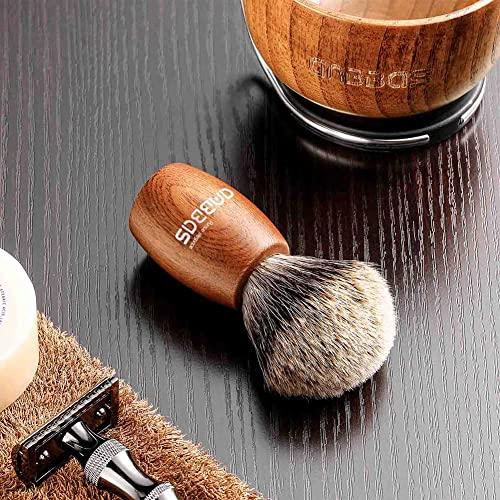 Anbbas Anbbas Shaving Set, Pure Badger Hair Shaving Brush Wood Handle and Large Soap Bowl with Stainless Steel Shaving Stand 3IN1 Kit for Men