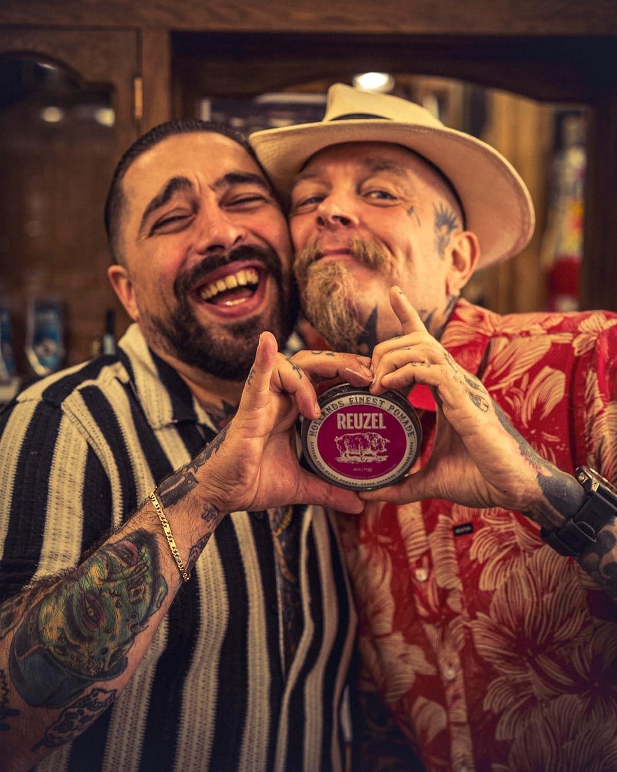 Reuzel REUZEL Pink Extreme Hold Matte Pomade, Strongest All Day Hold, Water Soluble Styling, No Shine & Flake Free, Easy To Wash Out, For All Hairstyles, 4 oz